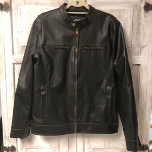 Men’s Black Rivet Faux Leather Jacket